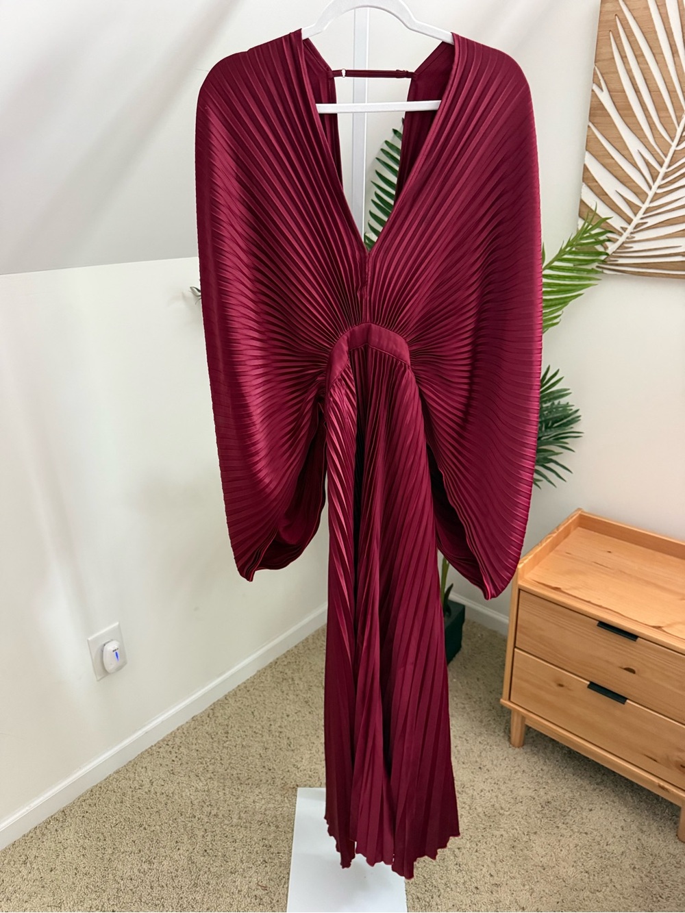 L’idee Versailles Red Pleated Balloon Sleeve Gown Size Lidee S - Picture 7 of 9